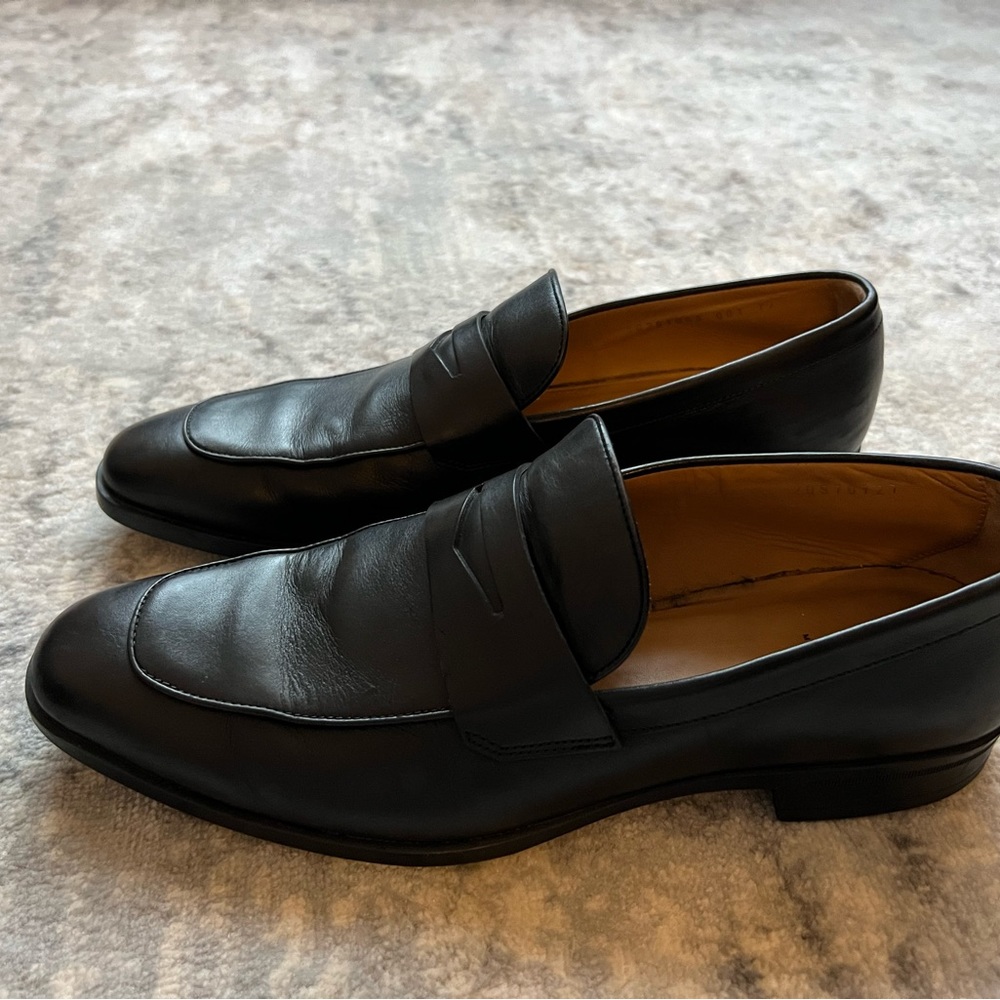 Hugo Boss Black Leather Penny Loafers